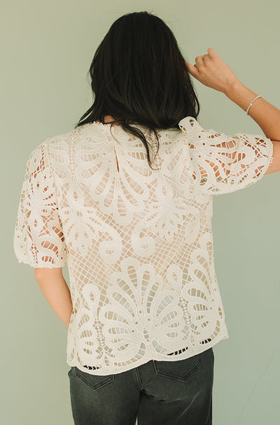 Best Dressed Cream Lace Top - Restocked