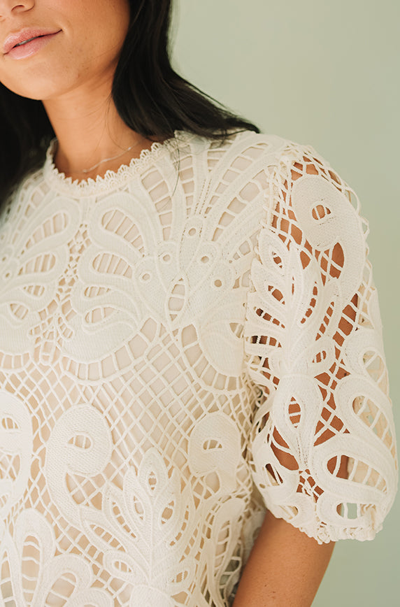 Best Dressed Cream Lace Top - Restocked