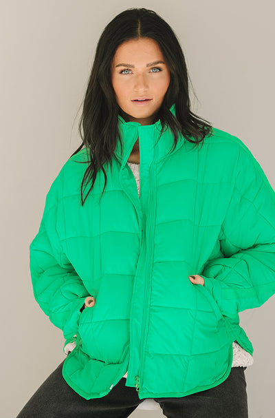 Be Bold Kelly Green Puffer Jacket - Final Few