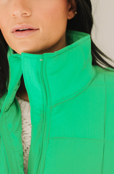 Be Bold Kelly Green Puffer Jacket - Final Few