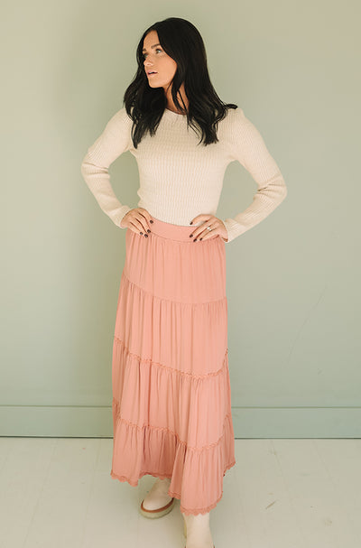 Happy Thoughts Dusty Pink Maxi Skirt