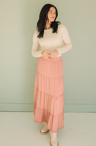 Happy Thoughts Dusty Pink Maxi Skirt