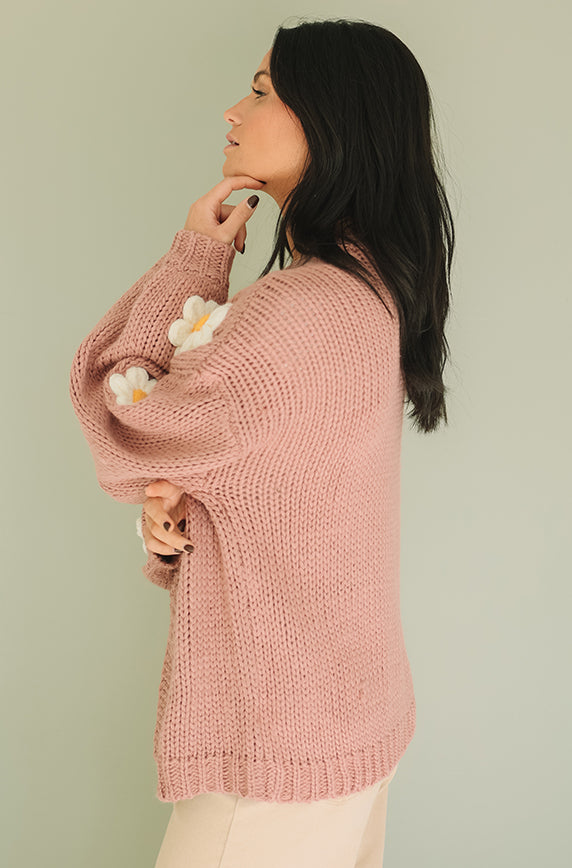 Floral Daisy Dusty Rose Cardigan