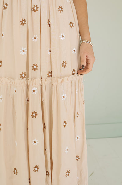 Betsy Cream Flower Embroidered Dress