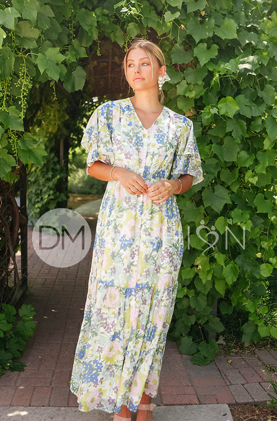 Aurora Periwinkle Floral Dress- DM Exclusive- Nursing Friendly- Maternity Friendly