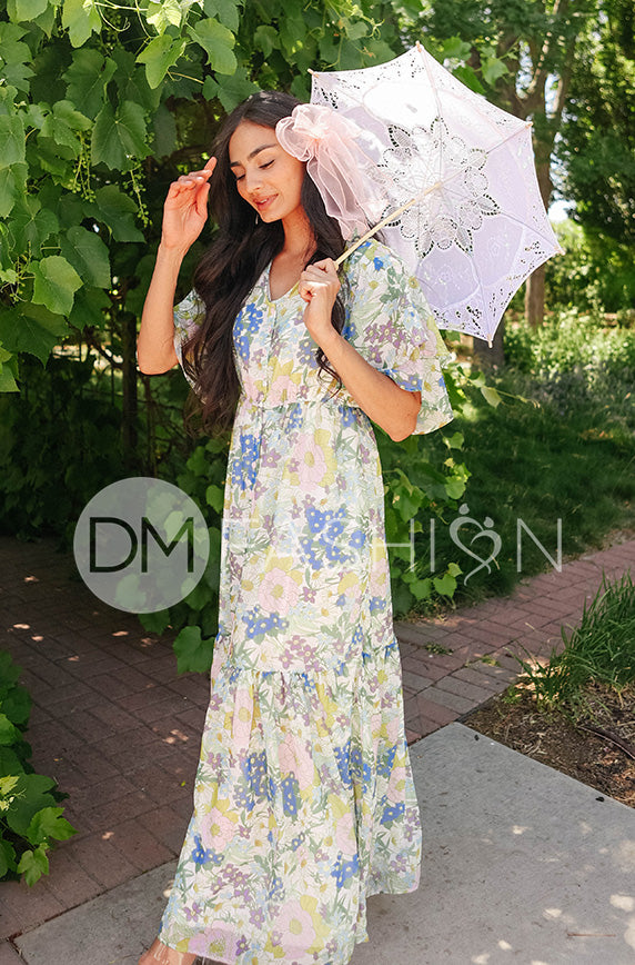 Aurora Periwinkle Floral Dress - DM Exclusive - Nursing Friendly - Maternity Friendly