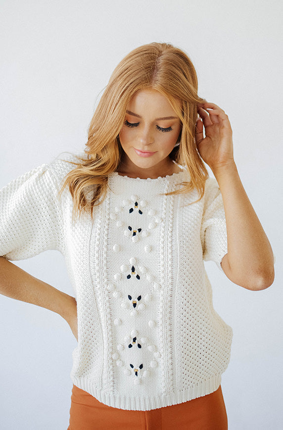 Own It Cream Knit Textured Top