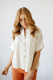 Make It Happen Ecru Button Up Top