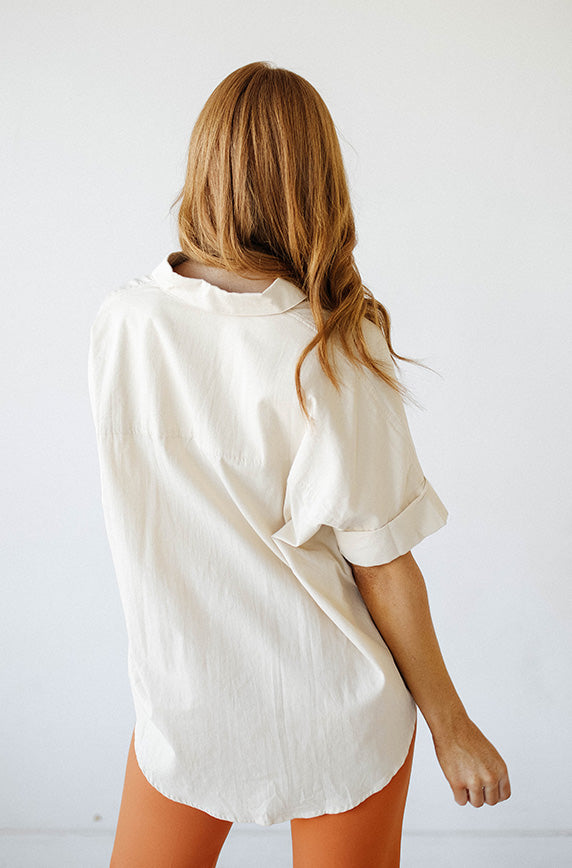 Make It Happen Ecru Button Up Top