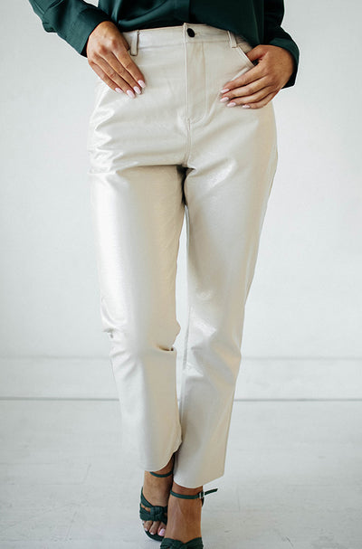 Steal the Spotlight Taupe Leather Pant - FINAL SALE
