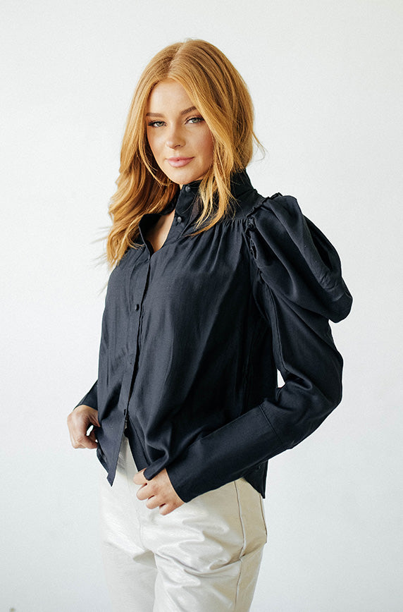 Ursula Puff Sleeve Black Blouse - FINAL SALE – DM Fashion