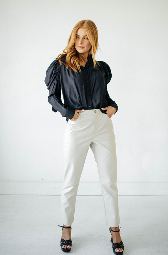 Steal the Spotlight Taupe Leather Pant