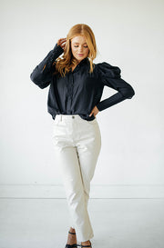 Ursula Puff Sleeve Black Blouse