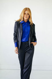 Cody Royal Blue Satin Blouse