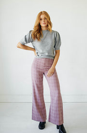 College Years Dusty Mauve Gingham Pants