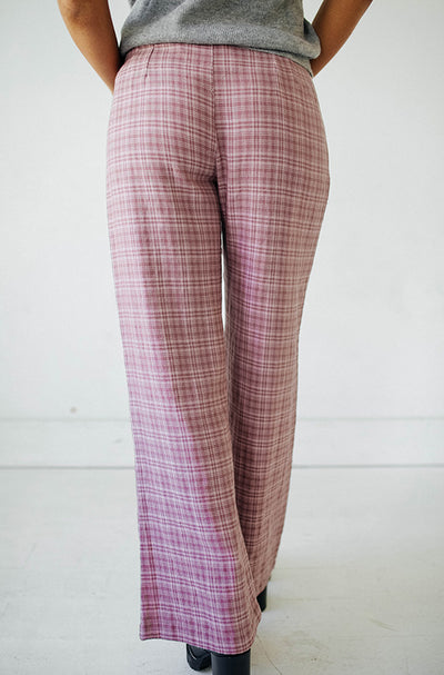 College Years Dusty Mauve Gingham Pants - FINAL SALE
