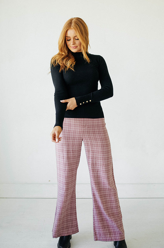College Years Dusty Mauve Gingham Pants