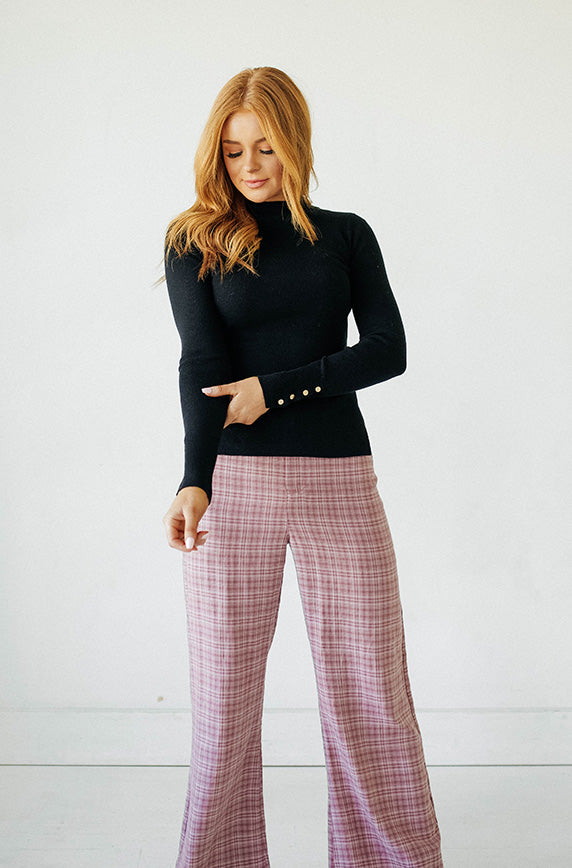Megan Snap Detail Black Sweater