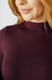 Madison Burgundy Ribbed Bodycon Dress