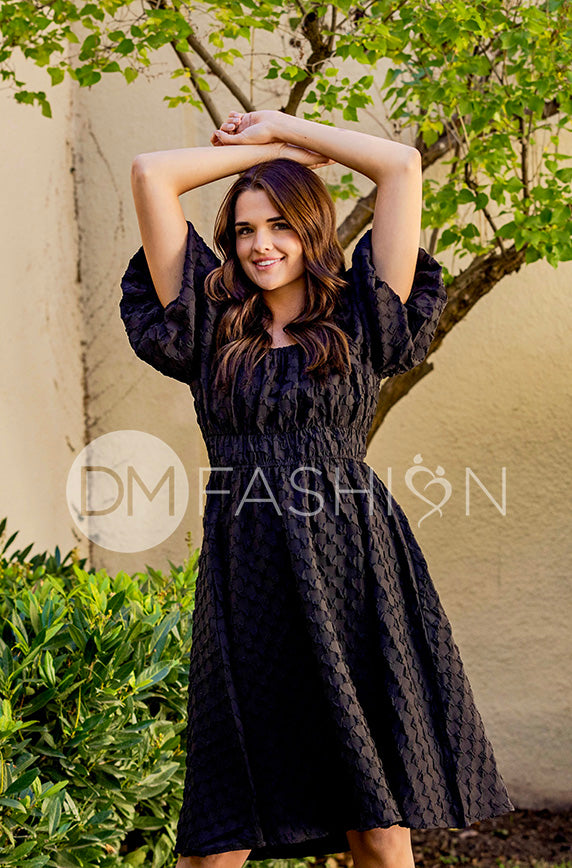 Brynn Black Texture Dress - DM Exclusive - Maternity Friendly
