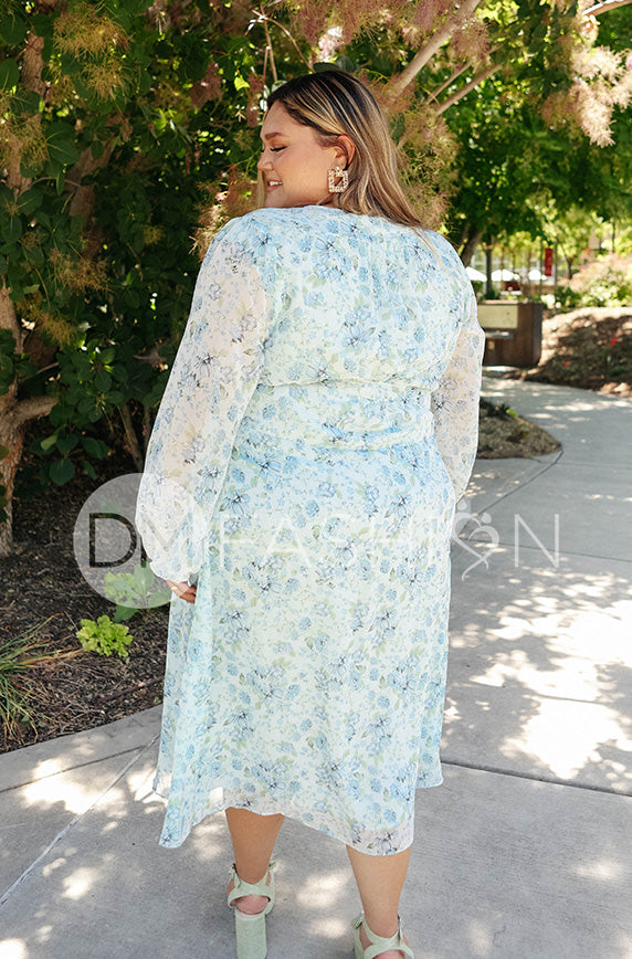 Hillary Blue Floral Dress - DM Exclusive - Nursing Friendly - Maternity Friendly