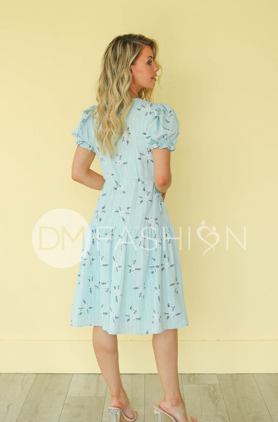 Ellis Blue Floral Midi Dress - DM Exclusive - Restocked