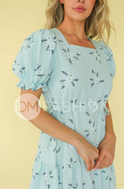 Ellis Blue Floral Midi Dress - DM Exclusive - Maternity Friendly