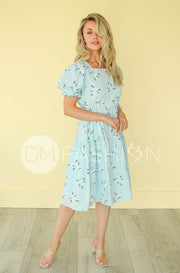 Ellis Blue Floral Midi Dress - DM Exclusive