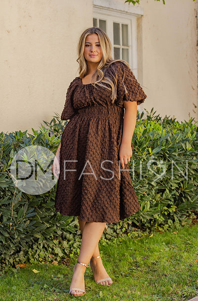 Brynn Coco Brown Texture Dress - DM Exclusive - Maternity Friendly