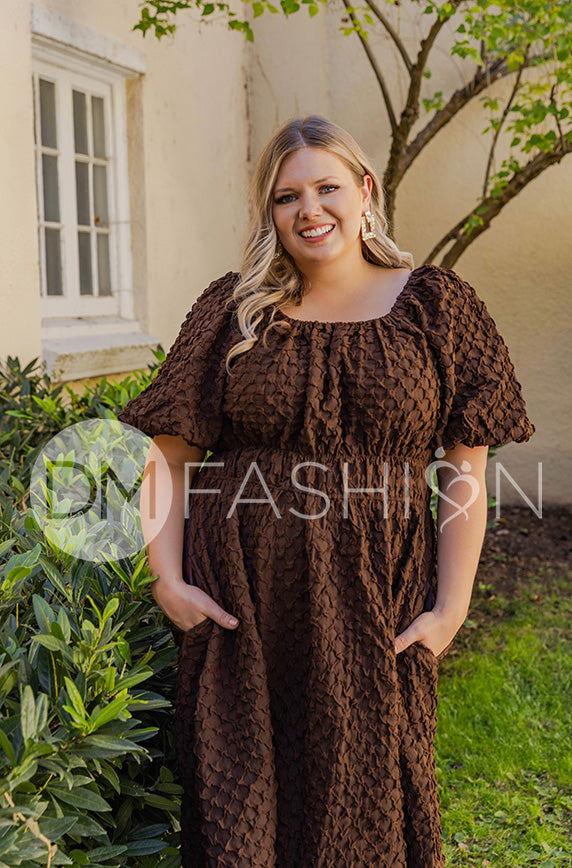 Brynn Coco Brown Texture Dress - DM Exclusive - Maternity Friendly - FINAL SALE 4XL Brynn Coco Brown Texture Dress - DM Exclusive - Maternity Friendly - FINAL SALE 4XL