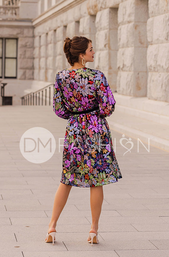 Danica Floral Sequin Dress - DM Exclusive - Maternity Friendly - Nursing Friendly