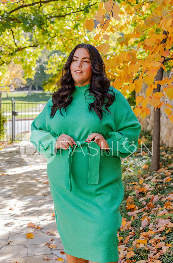 Alesha Kelly Green Sweater Dress DM Exclusive Maternity Friendly DM Fashion