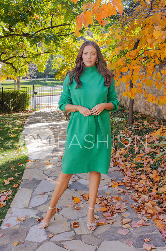 Alesha Kelly Green Sweater Dress DM Exclusive Maternity Friendly Restocked