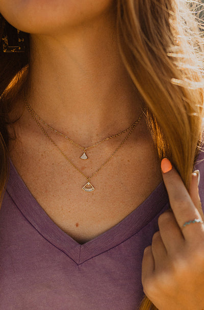 Gold 2 Layer Triangle Necklace - FINAL SALE