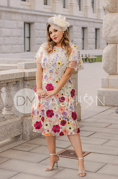Lillian Duchess Ivory Floral Dress - DM Exclusive