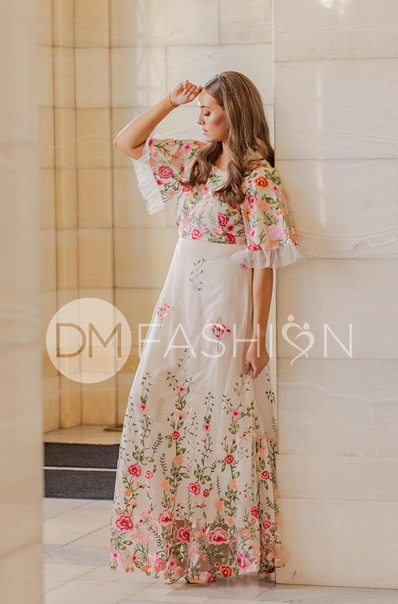 Odette Ivory Garden Floral Gown - DM Exclusive