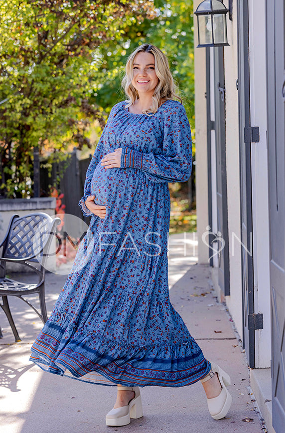 Kali Blue Floral Dress - DM Exclusive - Maternity Friendly 1XL Kali Blue Floral Dress - DM Exclusive - Maternity Friendly 1XL