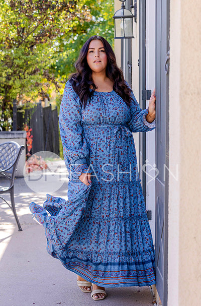 Kali Blue Floral Dress - DM Exclusive - Maternity Friendly