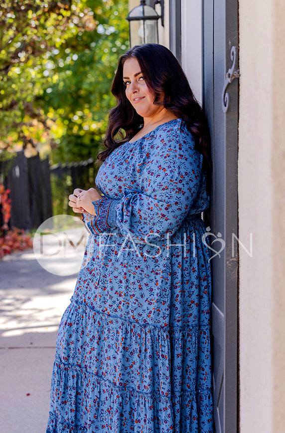 Kali Blue Floral Dress - DM Exclusive - Maternity Friendly