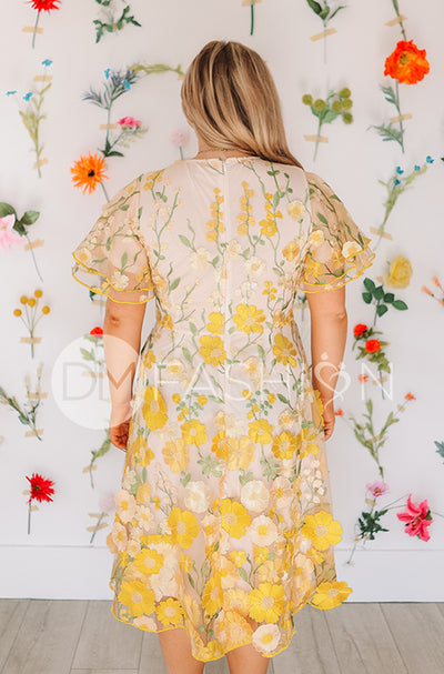 Lillian Duchess Yellow Floral Dress - DM Exclusive