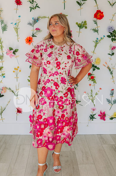 Lillian Duchess Hot Pink Floral Dress - DM Exclusive