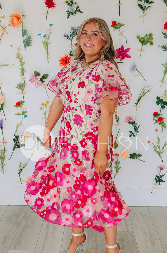 Lillian Duchess Hot Pink Floral Dress - DM Exclusive