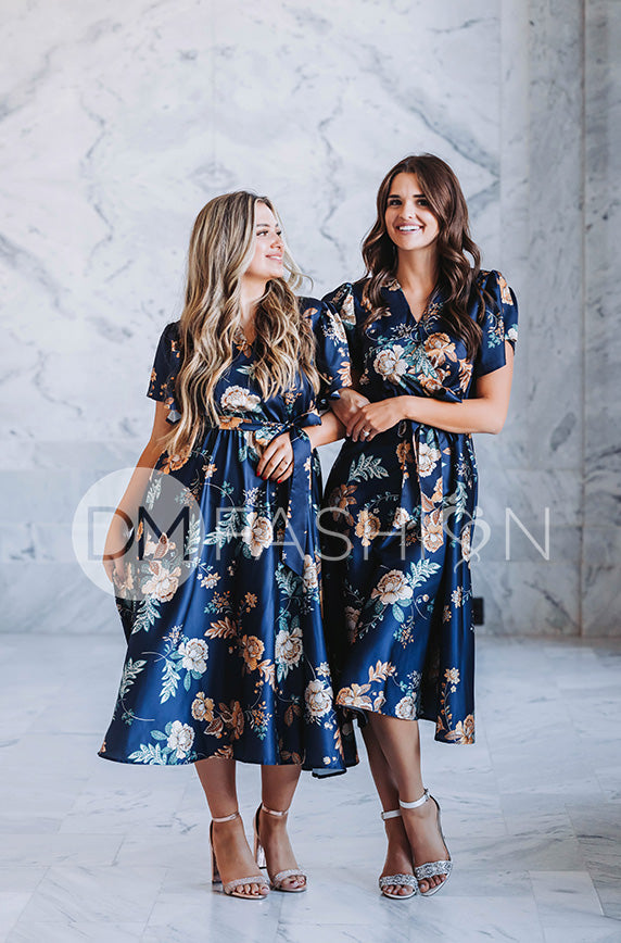 Magnolia Navy Floral Dress - DM Exclusive - Nursing Friendly - FINAL SALE M Magnolia Navy Floral Dress - DM Exclusive - Nursing Friendly - FINAL SALE M