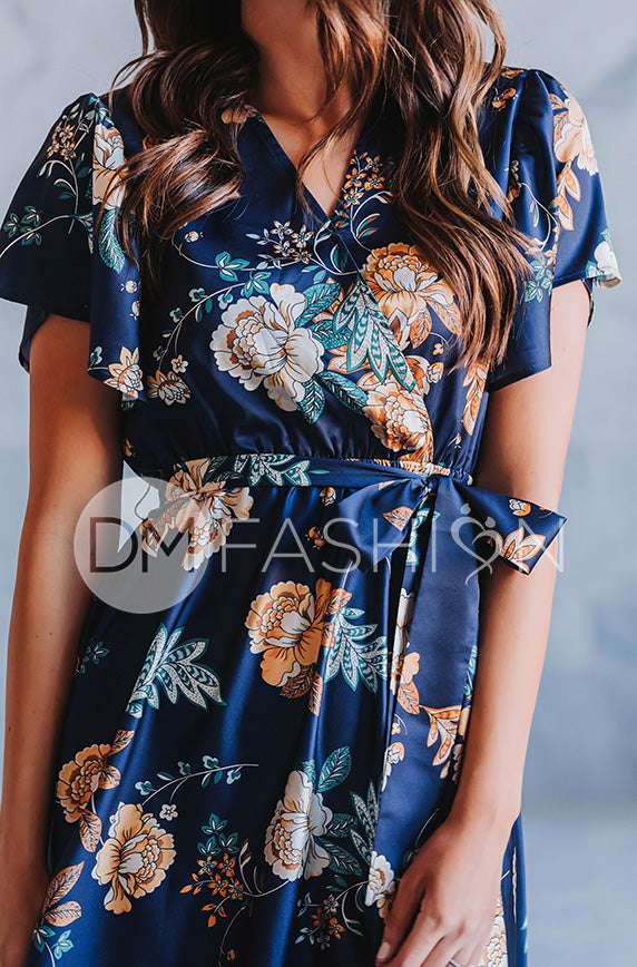 Magnolia Navy Floral Dress - DM Exclusive - Nursing Friendly - FINAL SALE M Magnolia Navy Floral Dress - DM Exclusive - Nursing Friendly - FINAL SALE M