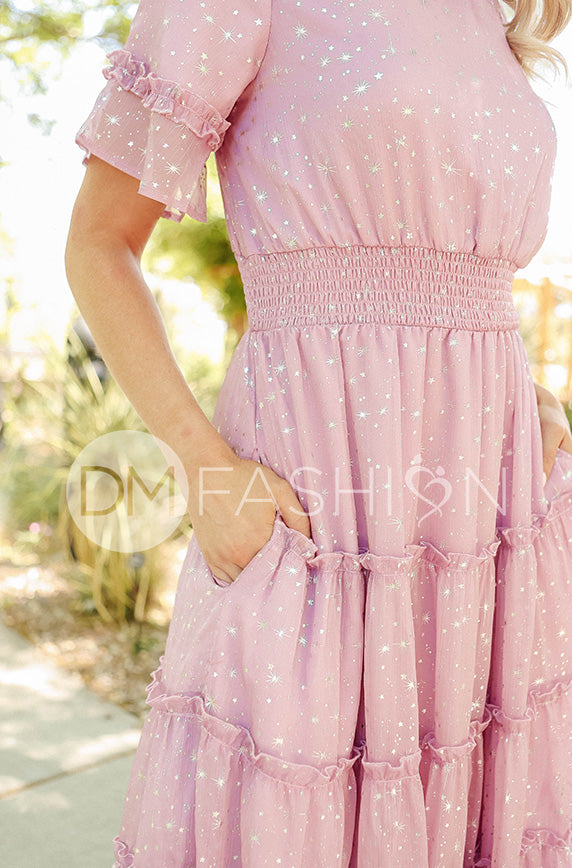 Dakota Orchid Haze Silver Stars Dress - DM Exclusive - Maternity Friendly