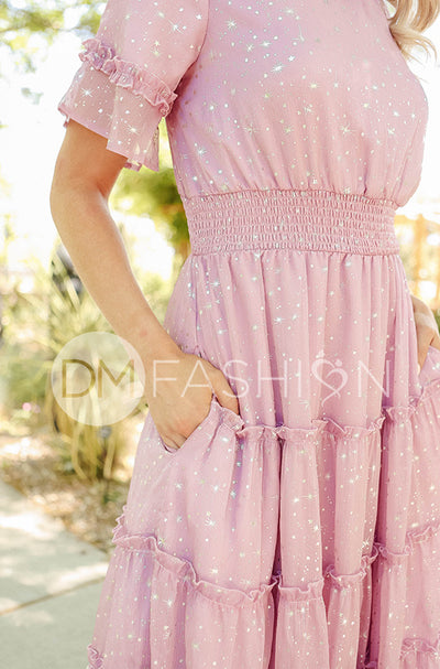 Dakota Orchid Haze Silver Stars Dress - DM Exclusive - Maternity Friendly