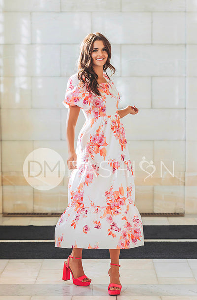 Cassidy Hot Pink Floral Dress - DM Exclusive - Maternity Friendly