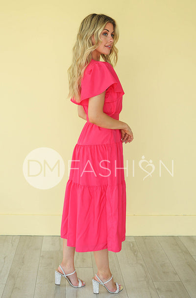 Tessa Hot Pink Dress - DM Exclusive - Nursing Friendly - Maternity Friendly - FINAL SALE