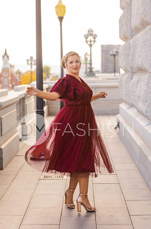 Celeste Burgundy Tulle Dress - DM Exclusive