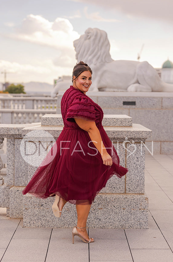 Celeste Burgundy Tulle Dress - DM Exclusive - Restocked